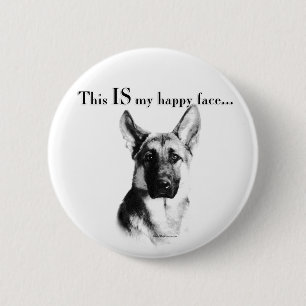 German Shepherd Happy Face 6 Cm Round Badge