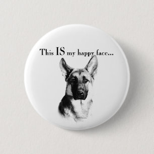 German Shepherd Happy Face 6 Cm Round Badge