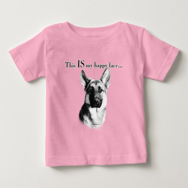 German Shepherd Happy Face Baby T-Shirt (Front)