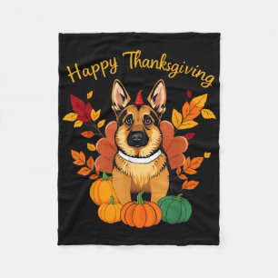 German Shepherd Happy Thanksgiving Turkey Dog Fall Fleece Blanket