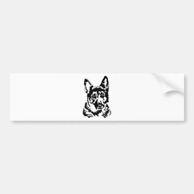 GERMAN SHEPHERD HEAD BUMPER STICKER (Front)