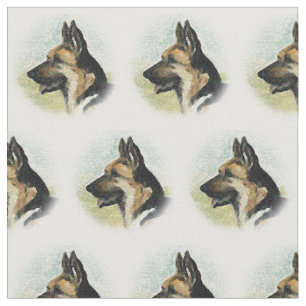 German Shepherd head Profile Dog Art Fabric