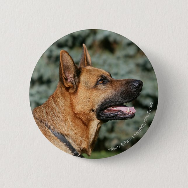 German Shepherd Headshot 1 6 Cm Round Badge (Front)