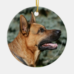 German Shepherd Headshot 1 Ceramic Tree Decoration