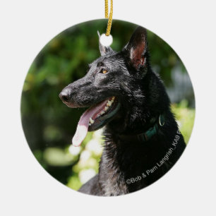 German Shepherd Headshot 2 Ceramic Ornament