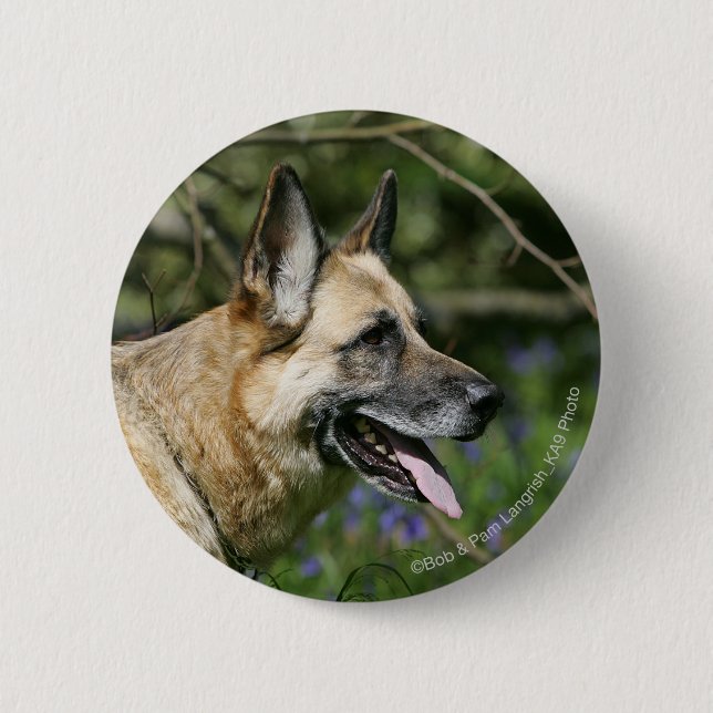 German Shepherd Headshot 3 6 Cm Round Badge (Front)
