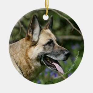 German Shepherd Headshot 3 Ceramic Tree Decoration