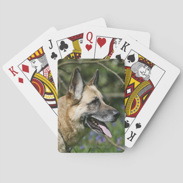 German Shepherd Headshot 3 Playing Cards (Back)