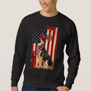 German Shepherd Helmet Firefighter Flag American V Sweatshirt
