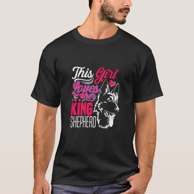 German Shepherd Her King Herding Dog T-Shirt (Front)