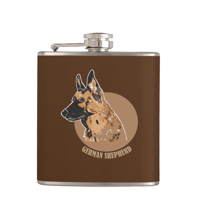 German Shepherd Hip Flask (Front)