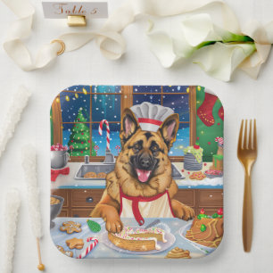 German Shepherd Holiday Baking: Festive Christmas Paper Plate