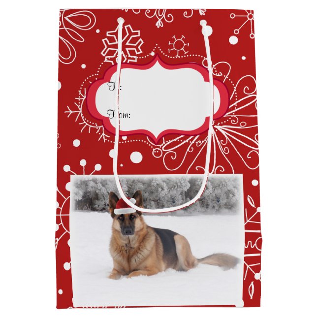 German Shepherd Holiday Gift Bag-Size Medium Bag (Back)