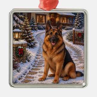 German Shepherd Holiday Metal Ornament