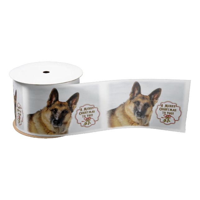 German Shepherd Holiday Satin Ribbon (Spool)