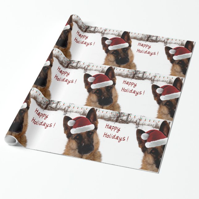 German Shepherd Holiday Wrapping Paper (Unrolled)