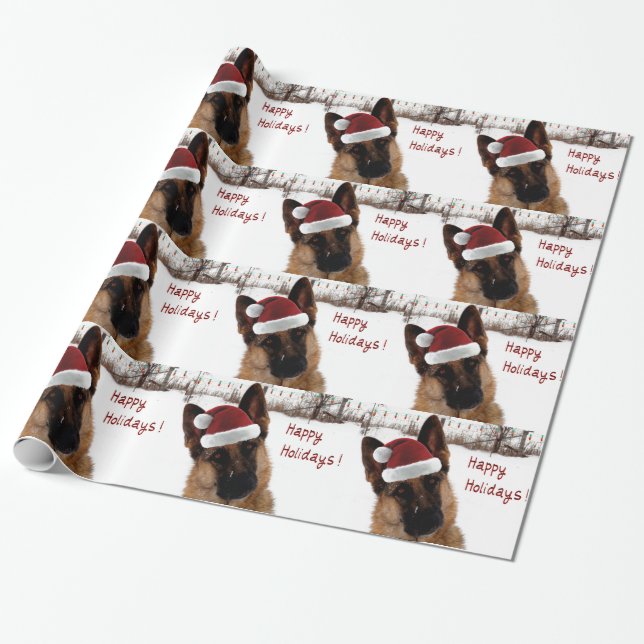 German Shepherd Holiday Wrapping Paper (Unrolled)