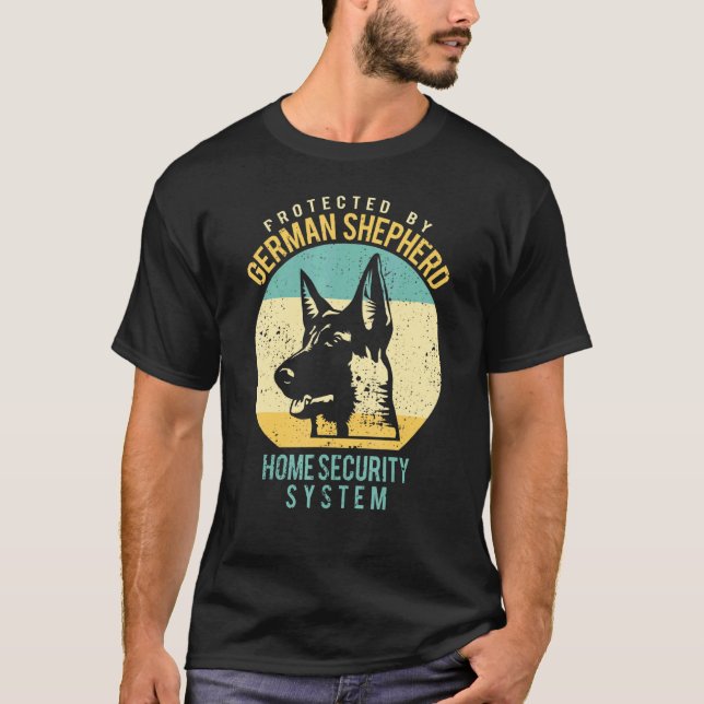German Shepherd Home Security System Watchdog T-Shirt (Front)