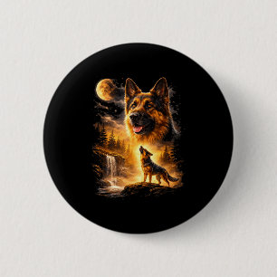 German shepherd howling to the moon meme 90s anima 6 cm round badge