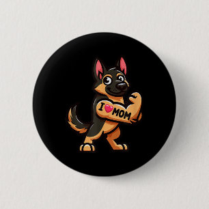 German Shepherd I Love Mum Funny Dog Tattoo  6 Cm Round Badge