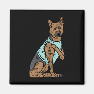 German Shepherd I Love Mum Tattoo K9 Dog Lover Wom Magnet