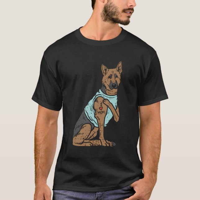 German Shepherd I Love Mum Tattoo K9 Dog Lover Wom T-Shirt (Front)