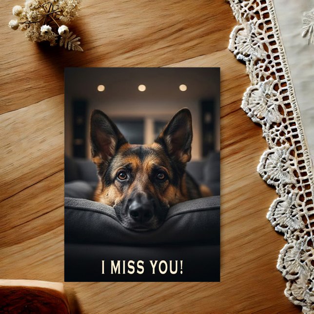 German Shepherd I Miss You Postcard (Creator Uploaded)