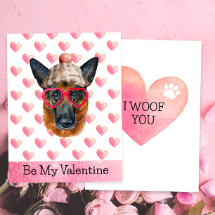 German Shepherd I Woof You Dog Valentine's Day Holiday Card