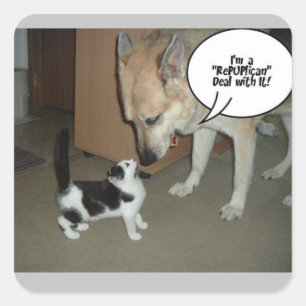 German Shepherd I'm a RePUPlican Deal with It! Square Sticker