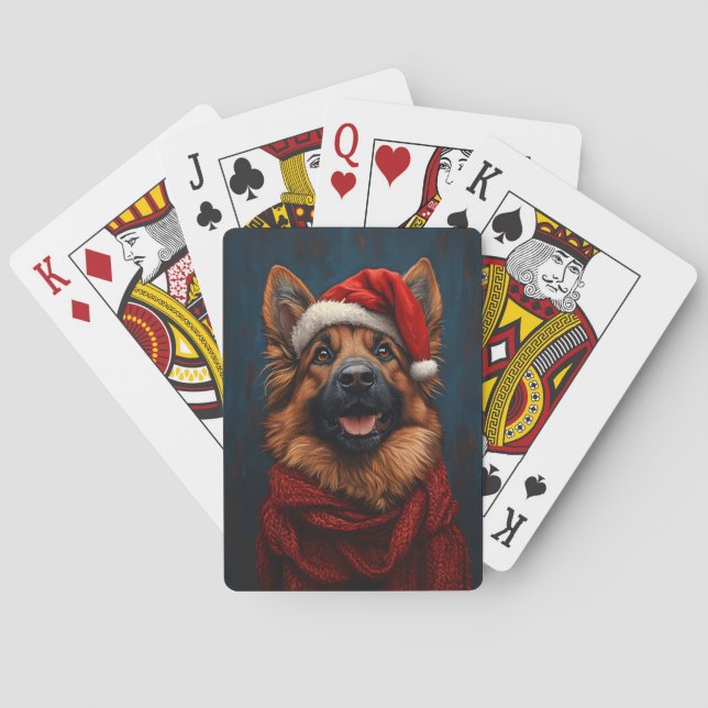 German Shepherd in a Santa Hat Playing Cards (Back)