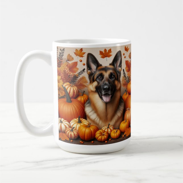 German Shepherd in Autumn Setting Coffee Mug (Left)