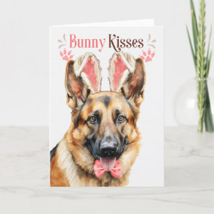 German Shepherd in Bunny Ears for Easter Holiday Card