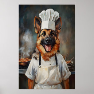 German Shepherd In Chefs Hat Poster, Pet Poster