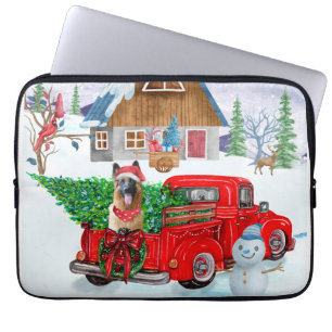 German Shepherd In Christmas Delivery Truck Snow  Laptop Sleeve
