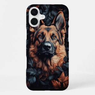 German Shepherd in Leaves iPhone 16 Plus Case