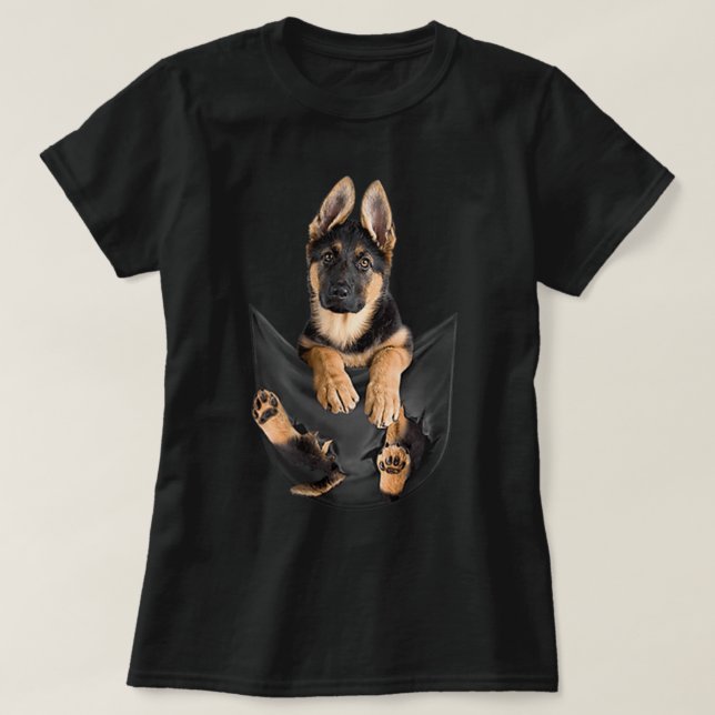 German Shepherd In Pocket Funny Dog Lover Gifts T-Shirt (Design Front)