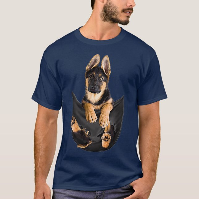 German Shepherd In Pocket Funny Dog Lover Gifts T-Shirt (Front)