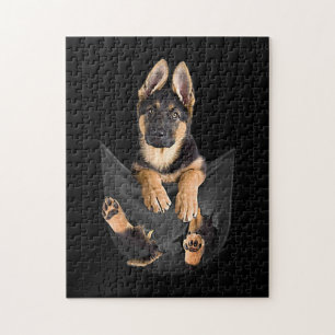 German Shepherd In Pocket T-Shirt Funny Dog Lover Jigsaw Puzzle