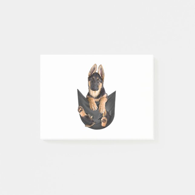 German Shepherd In Pocket T-Shirt Funny Dog Lover Post-it Notes (Front)