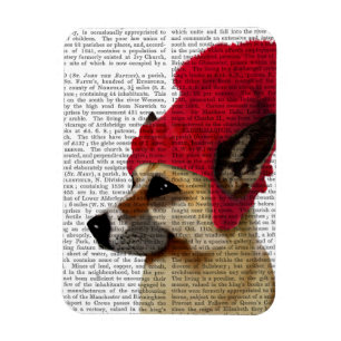 German Shepherd in Red Woolly Hat Magnet