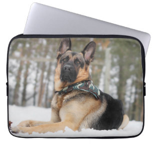 German Shepherd In Snow Laptop Sleeve