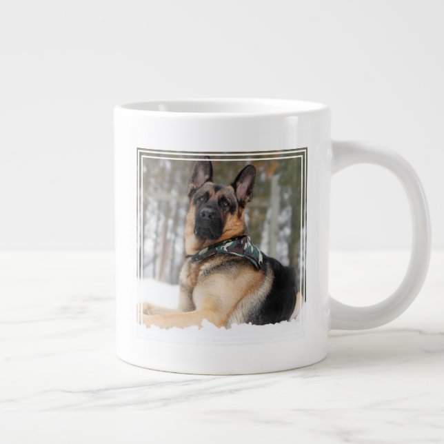 German Shepherd In Snow Large Coffee Mug (Right)