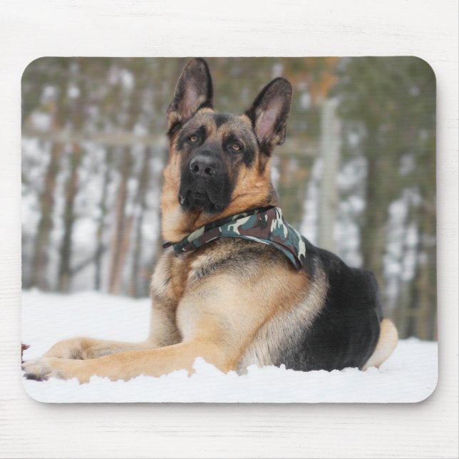 German Shepherd In Snow Mouse Pad (Front)