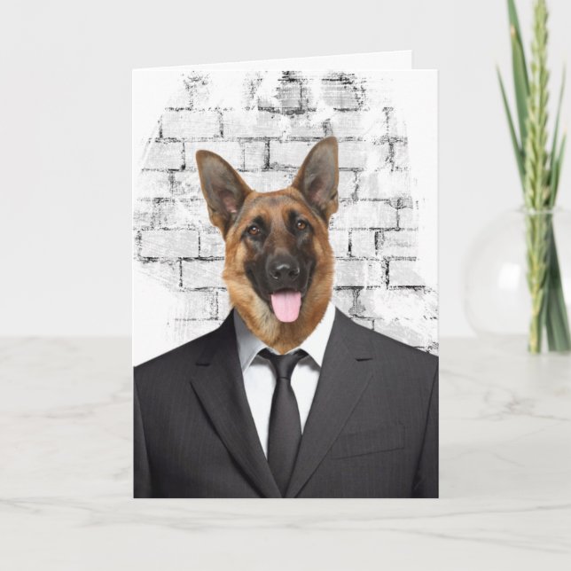 German Shepherd in Suit for Dad Card (Front)
