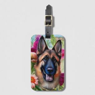 German Shepherd in the Garden  Luggage Tag