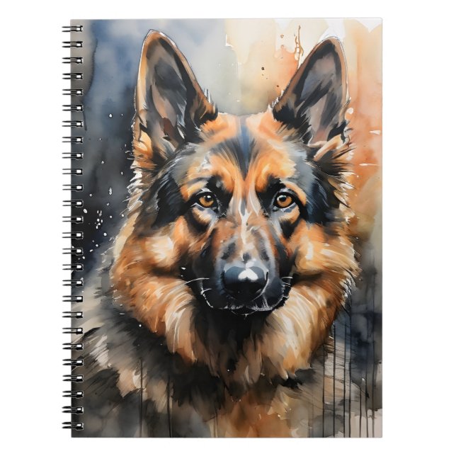 German Shepherd Ink Portrait Notebook (Front)