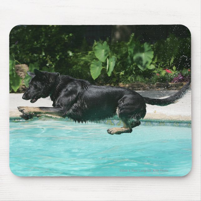 German Shepherd Jumping in Water Mouse Pad (Front)