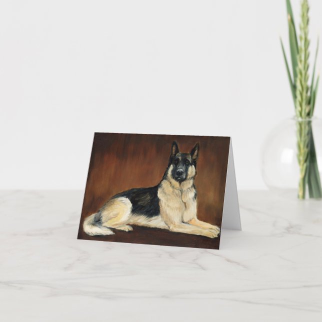 German Shepherd Laying Dog Art Note Card (Front)