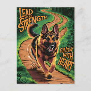 German Shepherd Leads With Strength Postcard