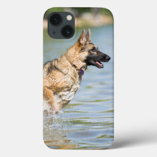 German Shepherd Leaps Into Water iPhone 13 Case